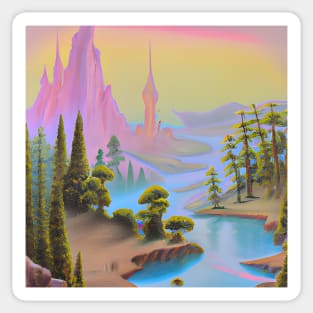 Fantasy cartoon Landscape Sticker